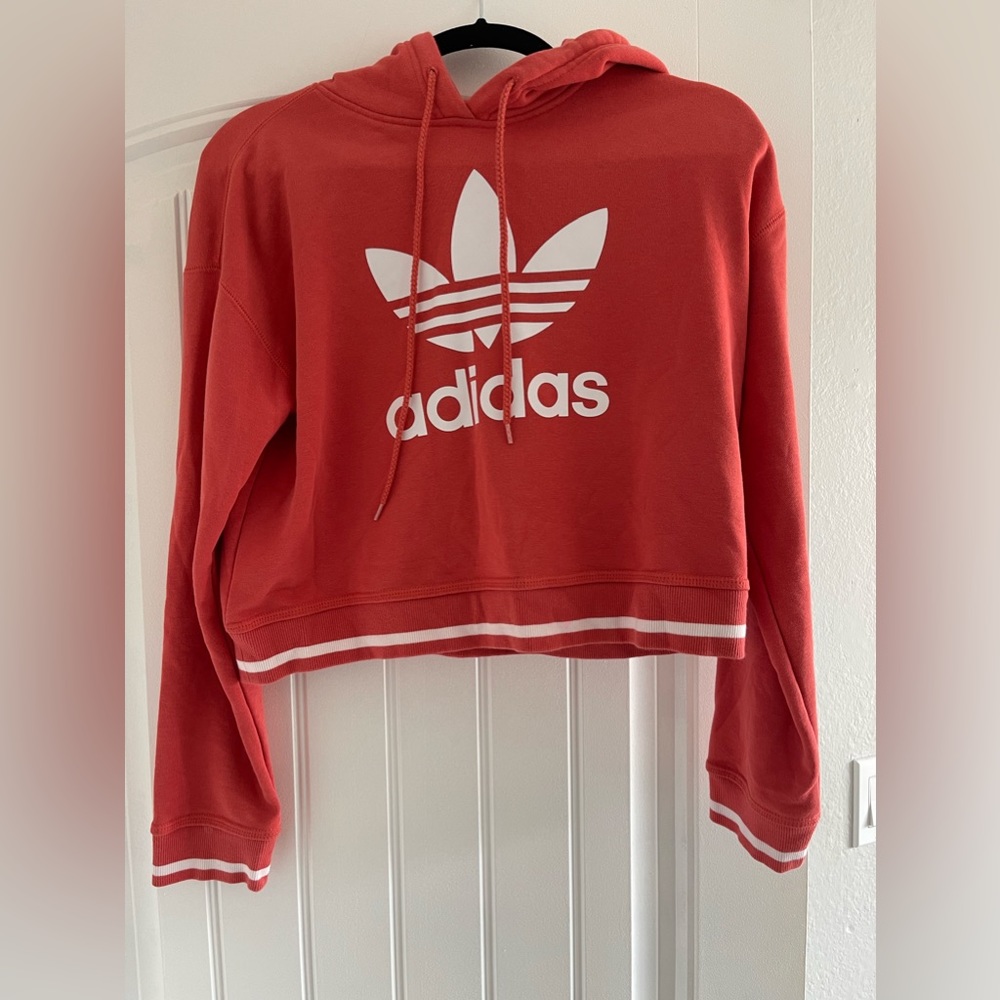 Size XS Adidas Coral Cropped Hoodie